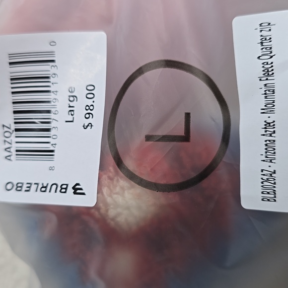 3237 NWT Burlebo Mountain Fleece Sherpa - Quarter Zip - Arizona Aztec Lg - Picture 10 of 10